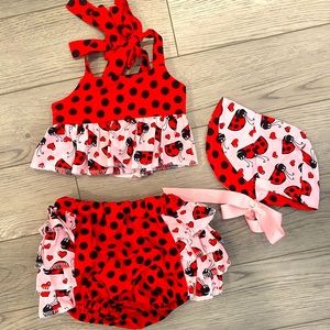 3 piece matching lady bug outfit